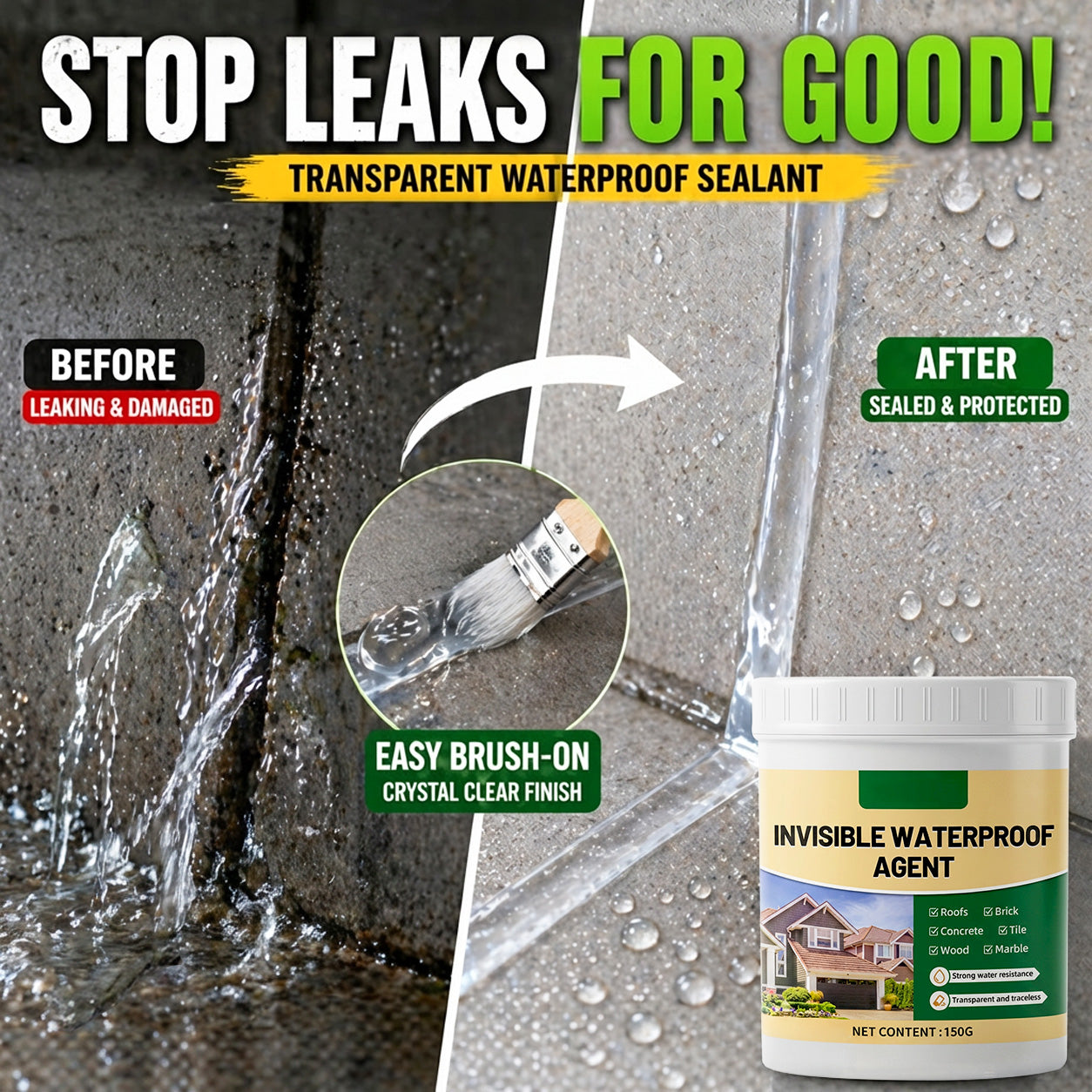 Ajaxfit™💧🛠️ Transparent Waterproof Sealant for Leak Repair🚿 No More Water Damage