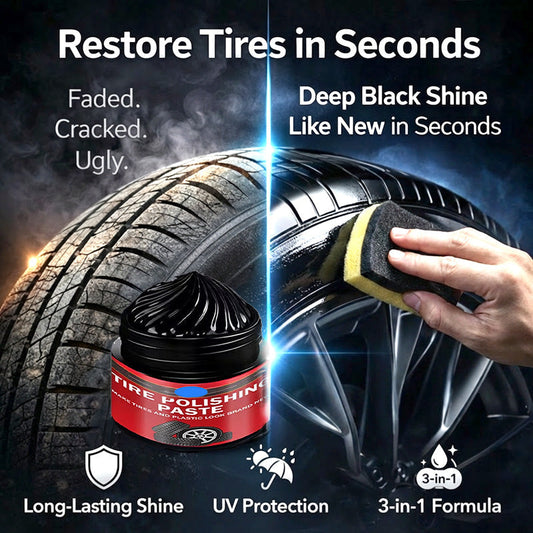 🚗Ajaxfit™ 3-in-1 Tire & Plastic Trim Renewal Paste – Restore Shine & Prevent Cracking (offer)