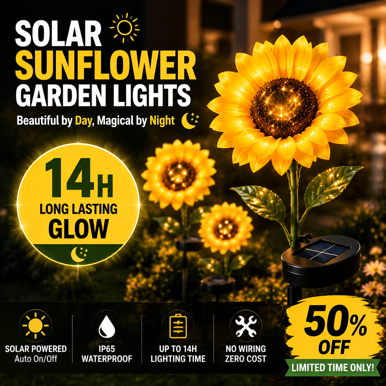 Ajaxfit™ Sunflower Solar Lights – Glowing Garden Decor 🌻🌙