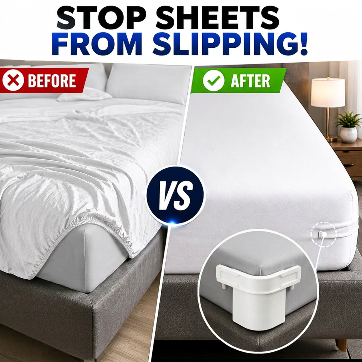 Ajaxfit™ Bed Sheet Holder Straps Non-Slip – Adjustable Mattress Sheet Fasteners for All Bed Sizes