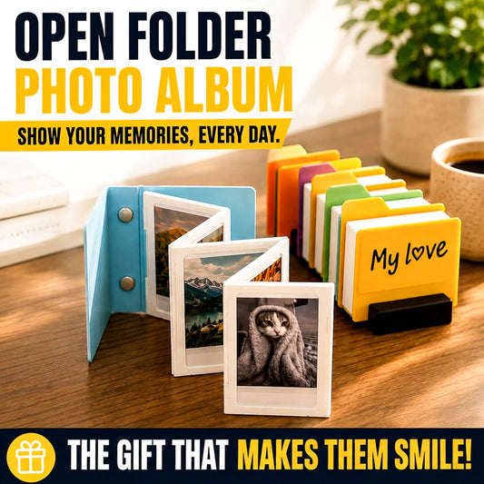 Ajaxfit™🖼️OPEN FOLDER Desktop Photo Album – 3D Memory Display Frame for Desk & Home Decor