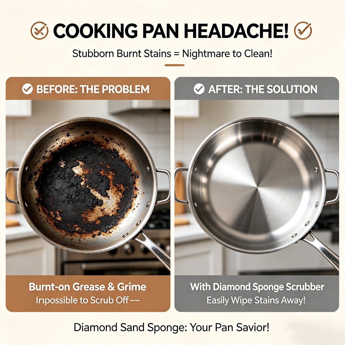 Ajaxfit™🧽🔥2026 HOT SALE🍳Emery Sponge Scrubber – Removes burnt grease & rust instantly. Flexible & durable, ergonomic handle. A heavy-duty cleaning essential. 🍳✨