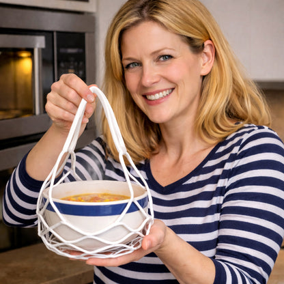 Ajaxfit™  2-in-1 Zero-Void™ Silicone Mesh Bag & Heat-Resistant Trivet Mat for Hot Bowls