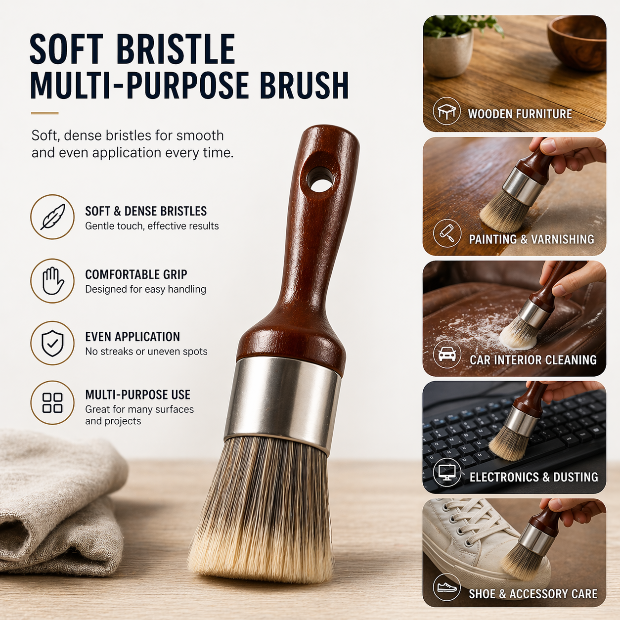Ajaxfit™  Applicator Brush – Soft Bristle for Even, Smooth Finish