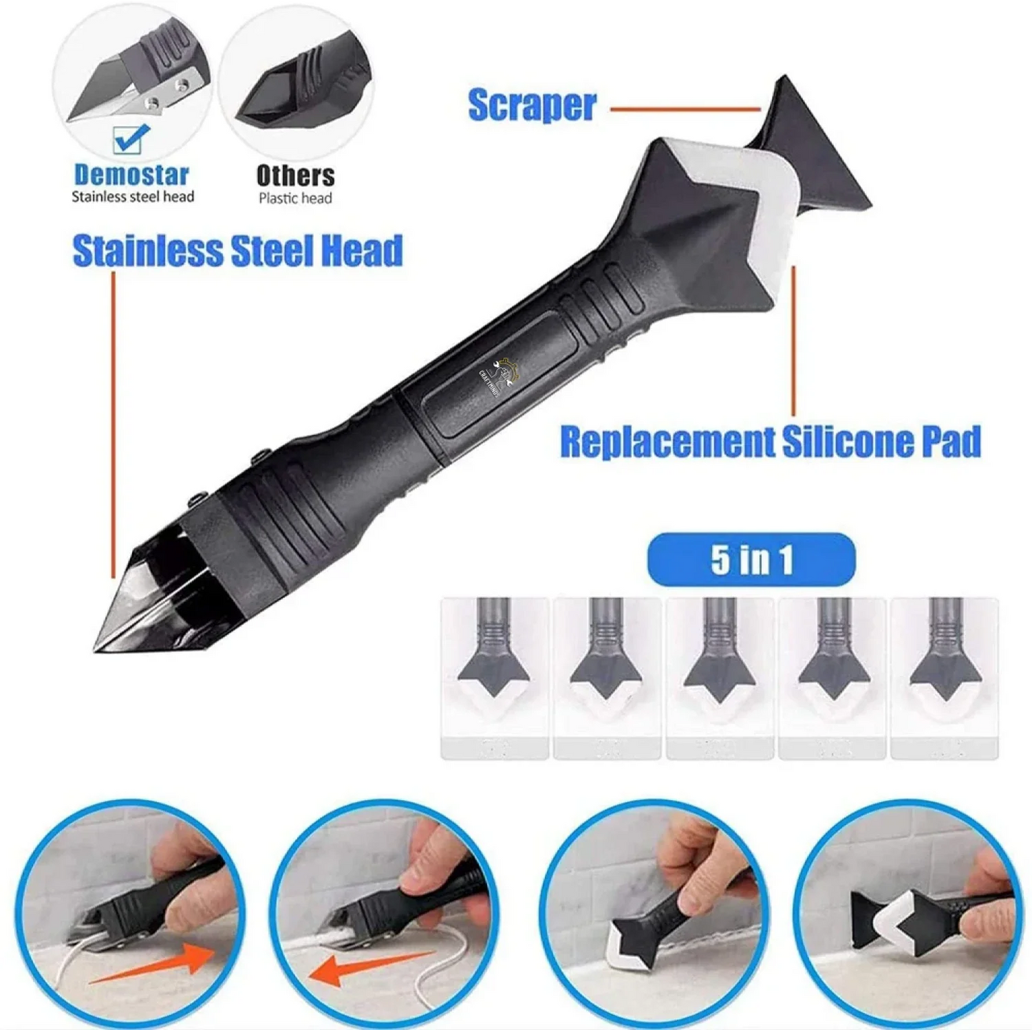 Ajaxfit™ Silicone Caulking Tools – 3-in-1 Finishing & Remover Kit