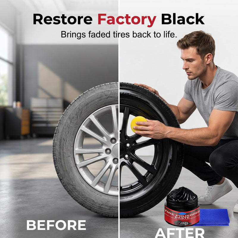 🚗Ajaxfit™ 3-in-1 Tire & Plastic Trim Renewal Paste – Restore Shine & Prevent Cracking
