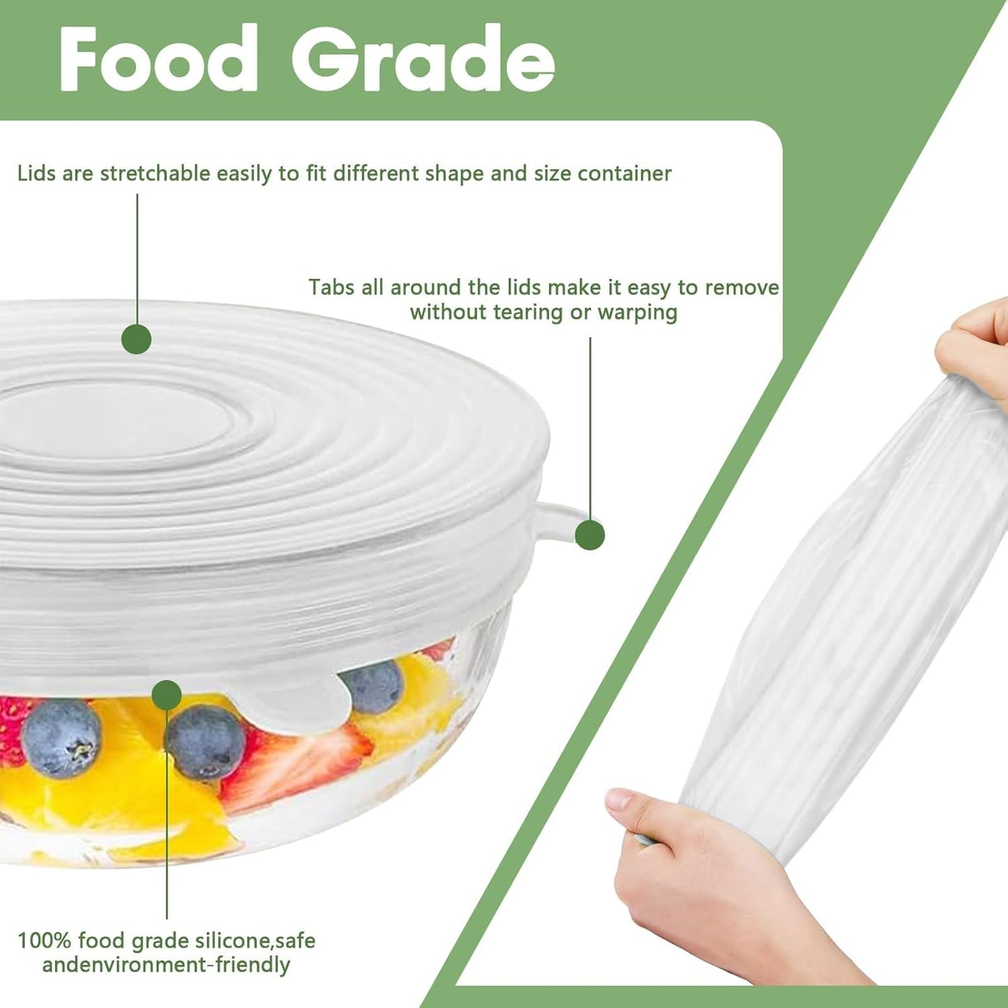 Roselli™ Silicone Stretch Lids Reuseable Microwave Safe Flexible Covers (offer)