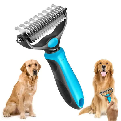 Ajaxfit™ Professional Double-Sided Pet Grooming Rake ✨ Undercoat Deshedding Tool for Dogs & Cats 🐶🐱