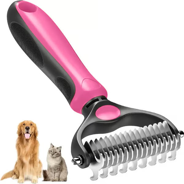 Ajaxfit™ Professional Double-Sided Pet Grooming Rake ✨ Undercoat Deshedding Tool for Dogs & Cats 🐶🐱