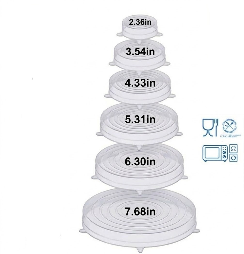 Roselli™ Silicone Stretch Lids Reuseable Microwave Safe Flexible Covers (offer)