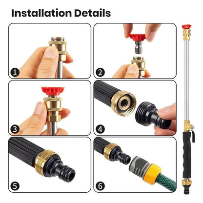 Ajaxfit™🏠🚀High Pressure Hose Nozzle – Power Washer Wand for Car, Patio & Garden Cleaning