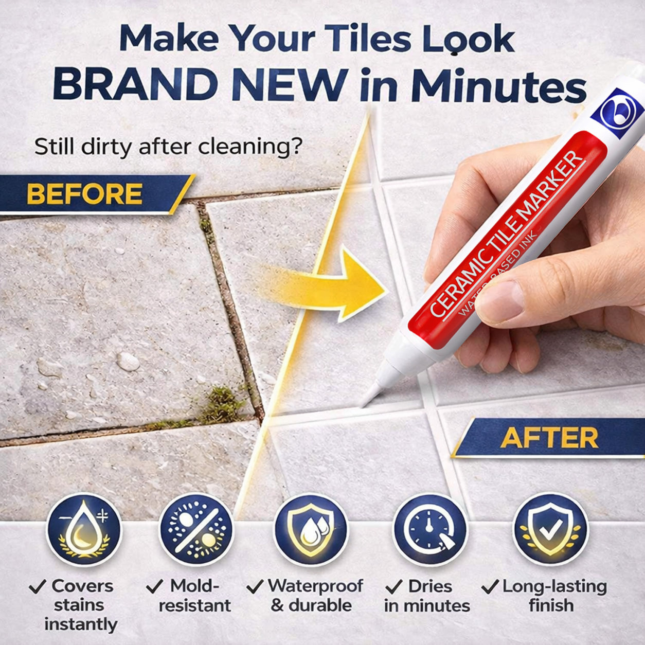 🖌️Ajaxfit™ Anti-Mould & Waterproof Joint Pen for Ceramic Tiles!