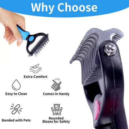 Ajaxfit™ Professional Double-Sided Pet Grooming Rake ✨ Undercoat Deshedding Tool for Dogs & Cats 🐶🐱