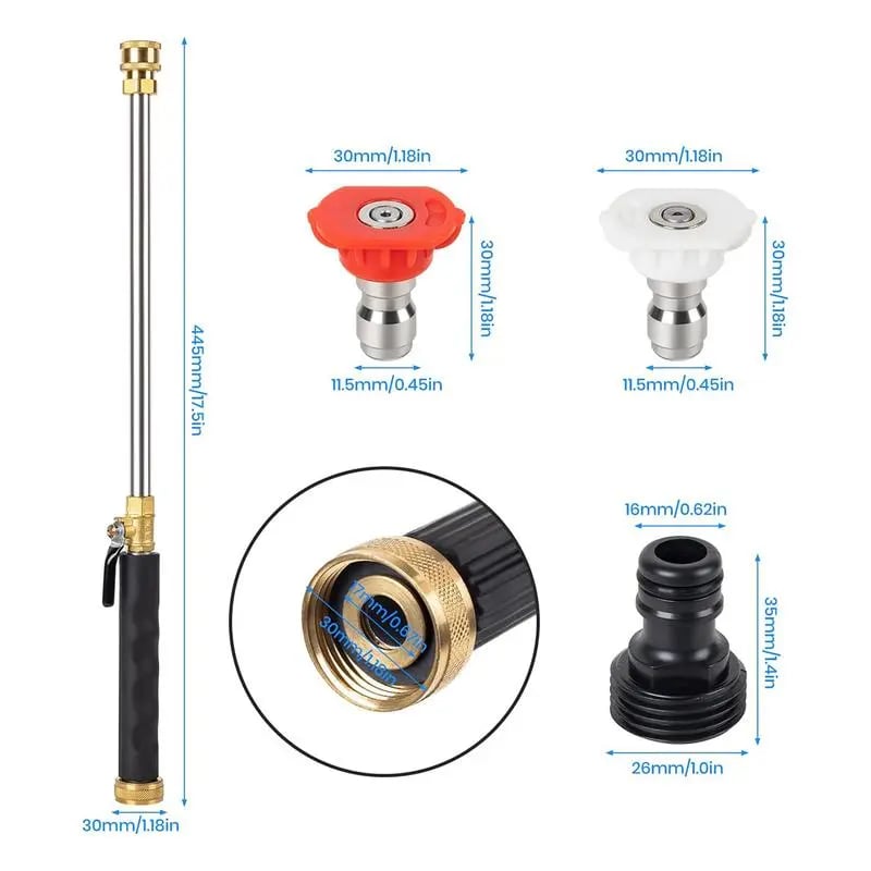 Ajaxfit™🏠🚀High Pressure Hose Nozzle – Power Washer Wand for Car, Patio & Garden Cleaning
