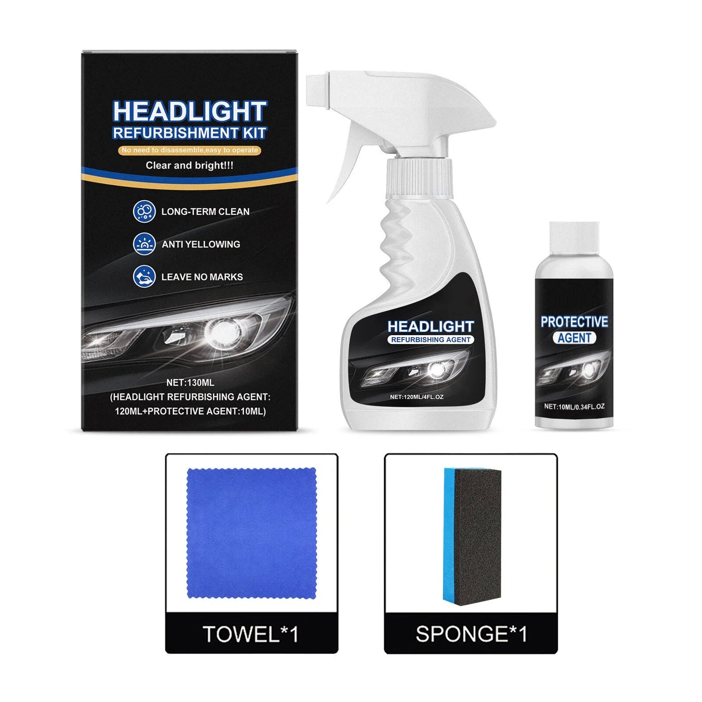 Ajaxfit™💥🚘Automotive Headlamp Restoration Fluid, blurring enhanced crystalline coating refurbisher