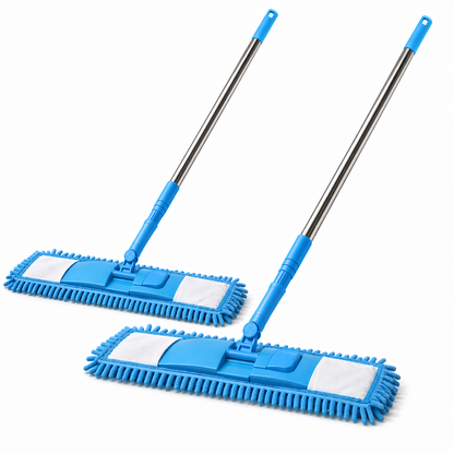 Ajaxfit™ Detachable Coral Fleece Flat Mop with Stainless Steel Handle