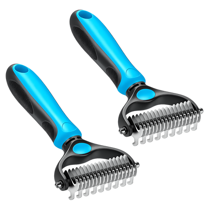 Ajaxfit™ Professional Double-Sided Pet Grooming Rake ✨ Undercoat Deshedding Tool for Dogs & Cats 🐶🐱