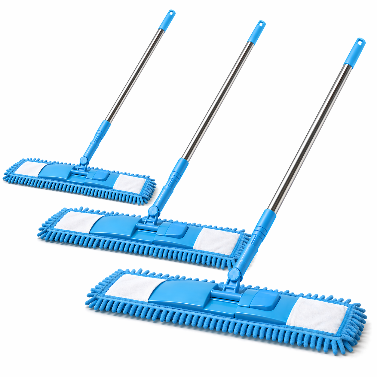 Ajaxfit™ Detachable Coral Fleece Flat Mop with Stainless Steel Handle