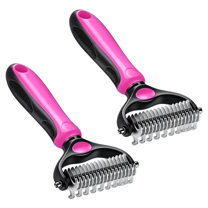 Ajaxfit™ Professional Double-Sided Pet Grooming Rake ✨ Undercoat Deshedding Tool for Dogs & Cats 🐶🐱