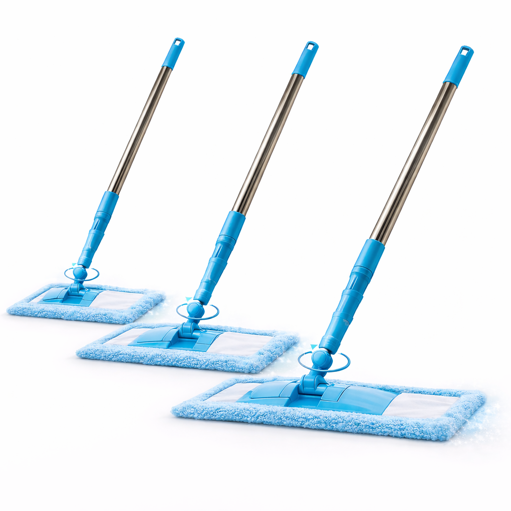 Ajaxfit™ Detachable Coral Fleece Flat Mop with Stainless Steel Handle