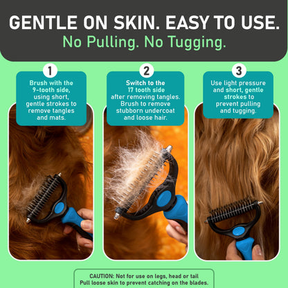 Ajaxfit™ Professional Double-Sided Pet Grooming Rake ✨ Undercoat Deshedding Tool for Dogs & Cats 🐶🐱