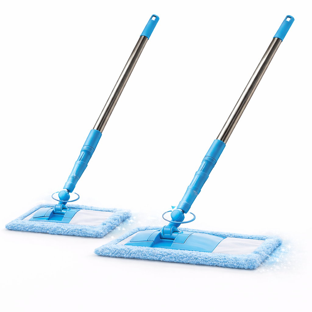 Ajaxfit™ Detachable Coral Fleece Flat Mop with Stainless Steel Handle