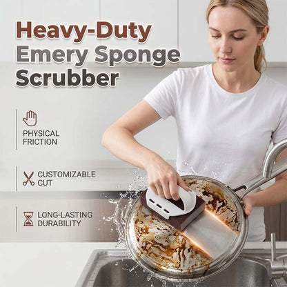 Ajaxfit™🧽🔥2026 HOT SALE🍳Emery Sponge Scrubber – Removes burnt grease & rust instantly. Flexible & durable, ergonomic handle. A heavy-duty cleaning essential. 🍳✨