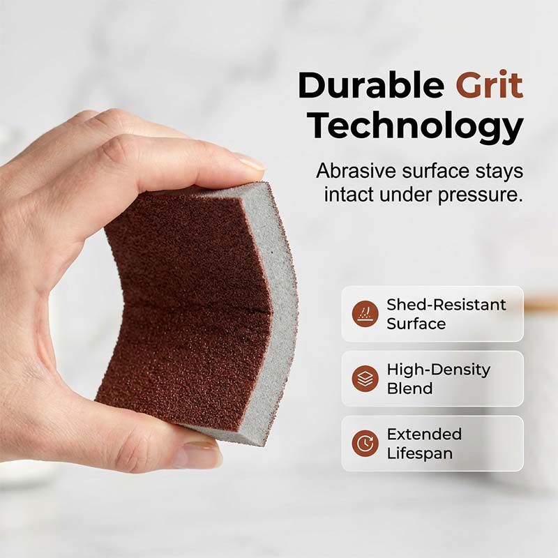 Ajaxfit™🧽🔥2026 HOT SALE🍳Emery Sponge Scrubber – Removes burnt grease & rust instantly. Flexible & durable, ergonomic handle. A heavy-duty cleaning essential. 🍳✨